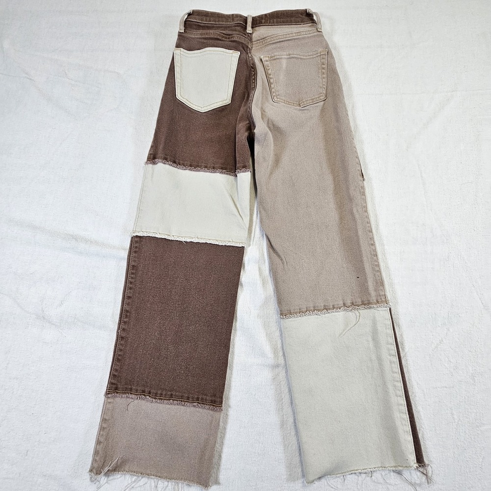 Hollister Jeans Woman Teen OR 24 31 Brown Patchwork Y2K Ultra High Rise Dad Jean - Picture 5 of 10